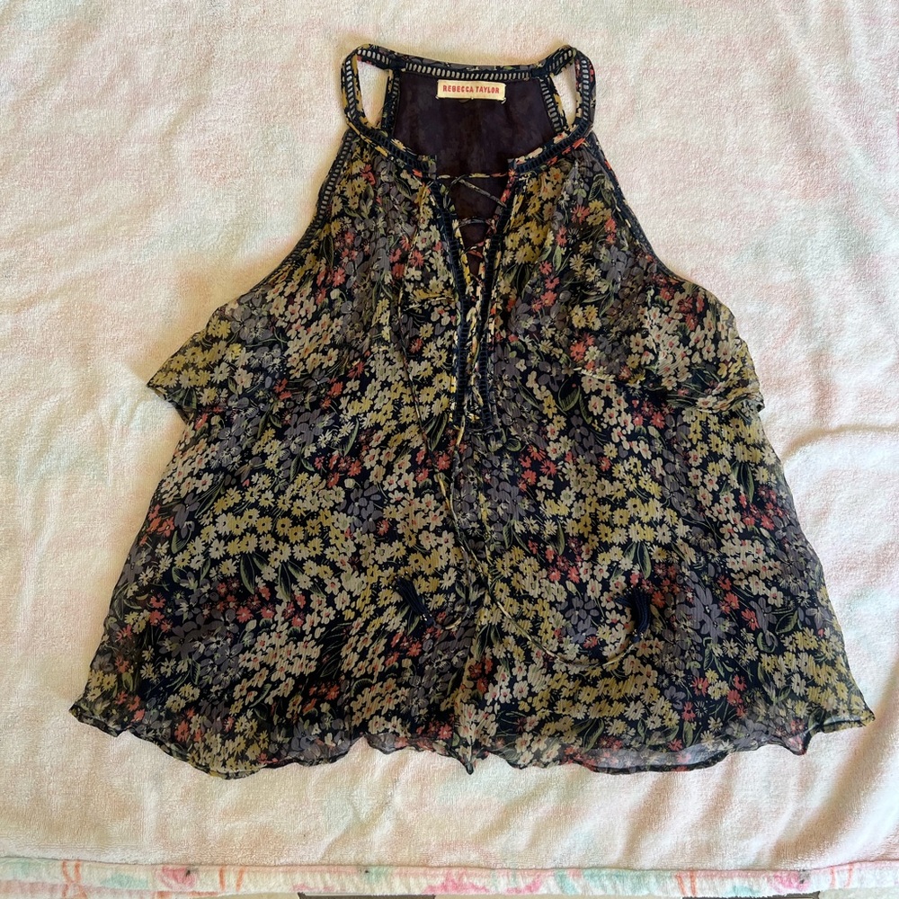 Rebecca Taylor Black Floral Blouse